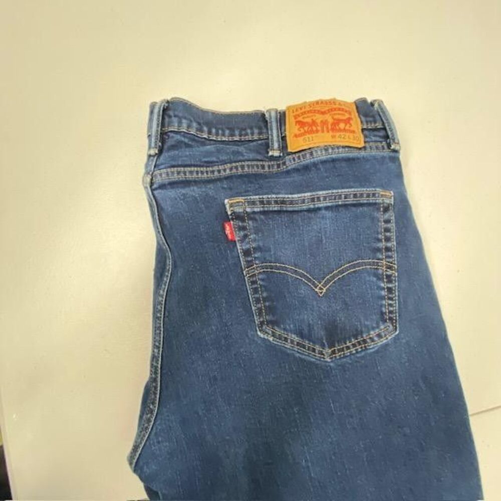 Levis 511 Jeans Mens 42x30 Slim Fit Blue Stretch Denim Big Tall 42W 30L(433-5)